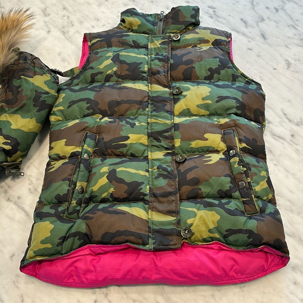 Joie Women’s down filled vest with coyote fur trim